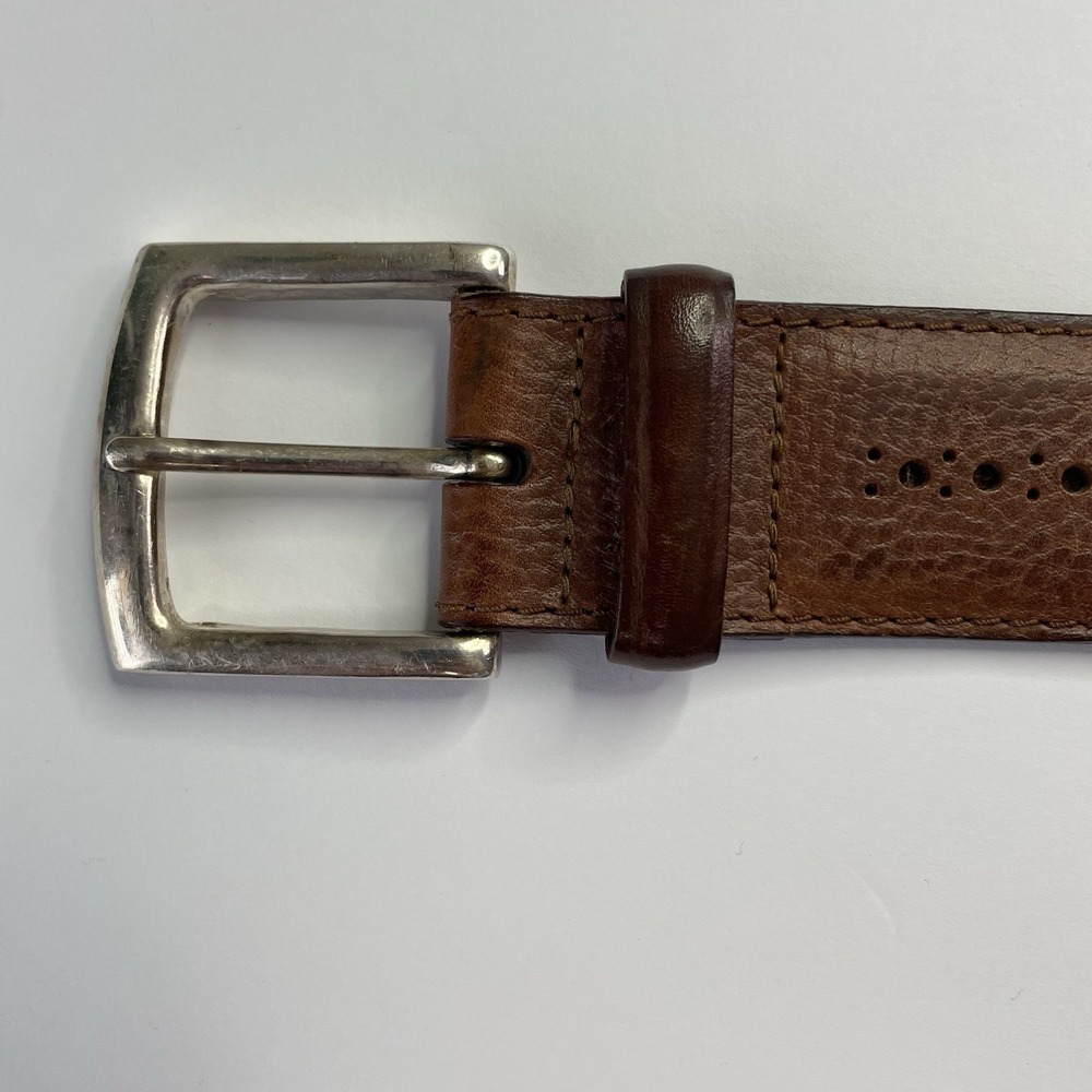 Allen Edmonds Leather Belt Buckle Mens Size 44 Brown Made In USA